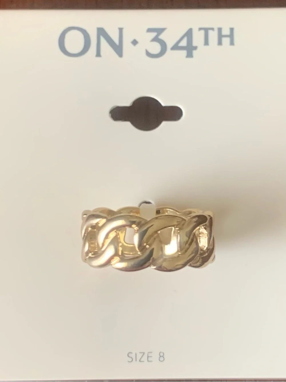 On 34th Goldtone Chain Link Ring - Size 8 New